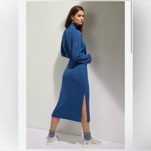 Anthropologie || Saturday Sunday Mariah Ribbed Knit Sweater Dress in Blue Small